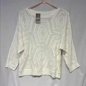 J. Jill Ivory white  Knit mid sleeve cotton nylon blend beautiful sweater XSP